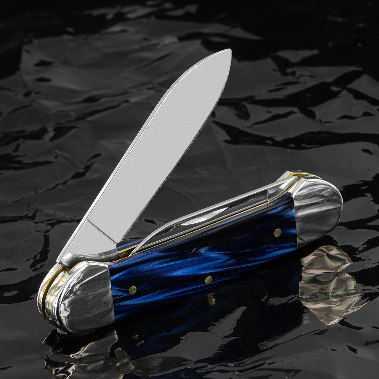 Case Canoe Blue Pearl Kirinite Folding Knife 4 Case Canoe Blue Pearl Kirinite Folding Knife - Image 4