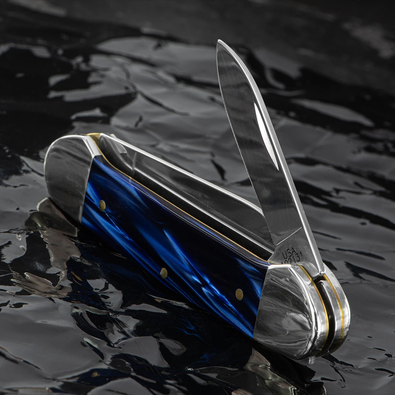 Case Canoe Blue Pearl Kirinite Folding Knife 2 Case Canoe Blue Pearl Kirinite Folding Knife - Image 2