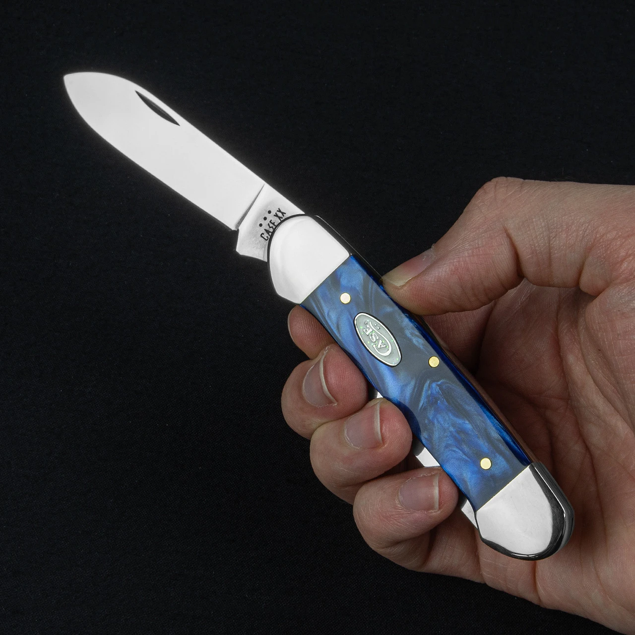 Case Canoe Blue Pearl Kirinite Folding Knife 1 Case Canoe Blue Pearl Kirinite Folding Knife