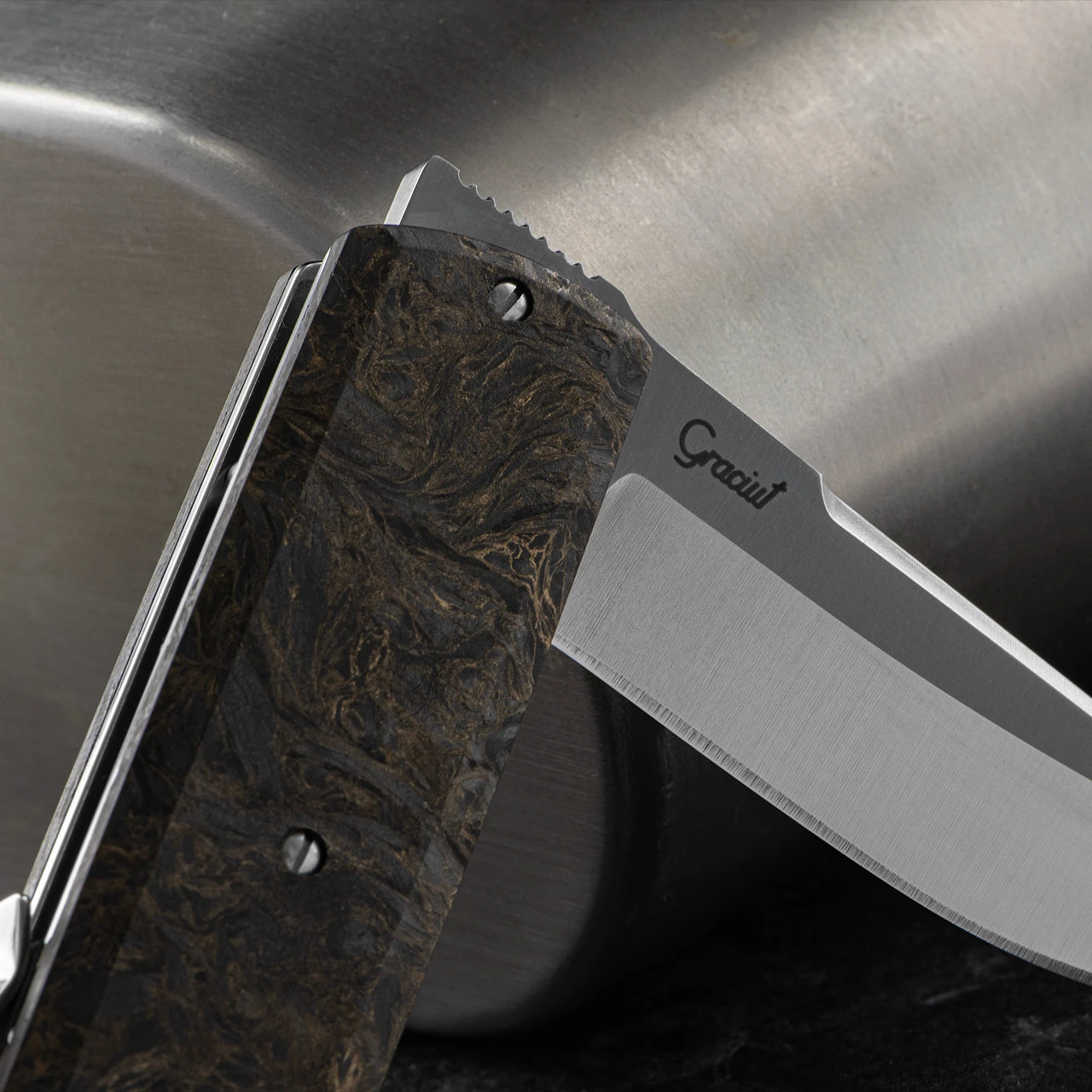 Maserin Silver 410 Fat Carbon "Gold Dark Matter" Folding Knife 6 Maserin Silver 410 Fat Carbon "Gold Dark Matter" Folding Knife - Image 6