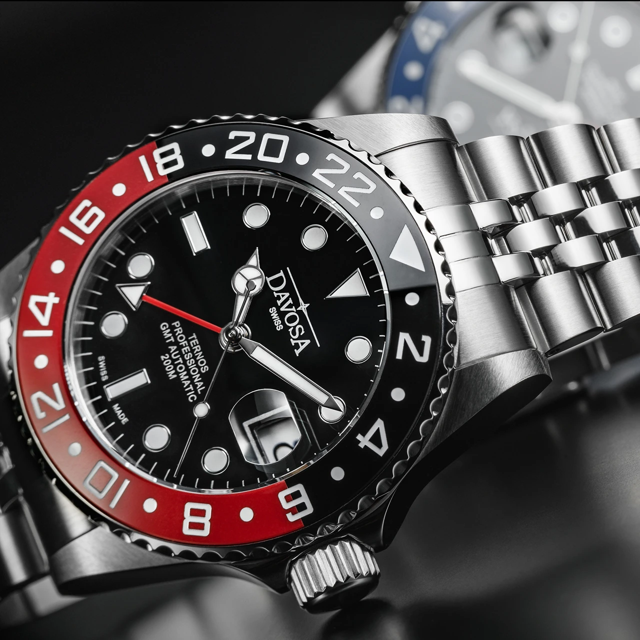 Davosa Ternos Pro GMT Automatic Black/Red Pentalink 6 Davosa Ternos Pro GMT Automatic Black/Red Pentalink - Image 6
