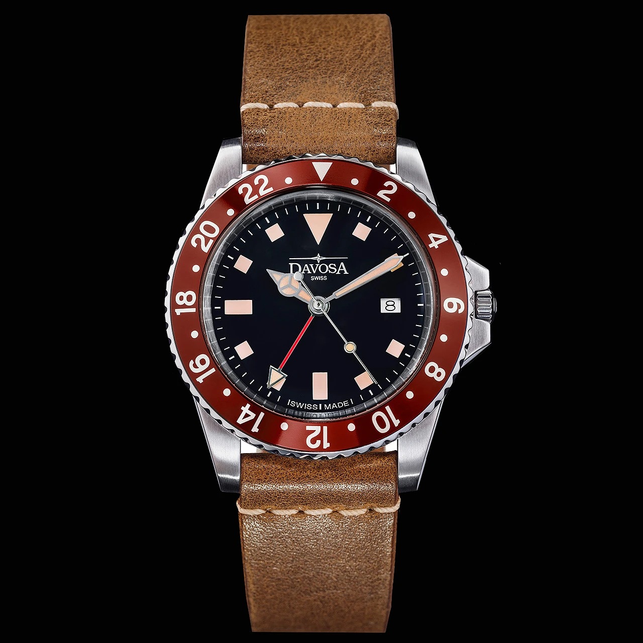 Davosa Vintage Diver Quartz Burgundy 2 Davosa Vintage Diver Quartz Burgundy - Image 2