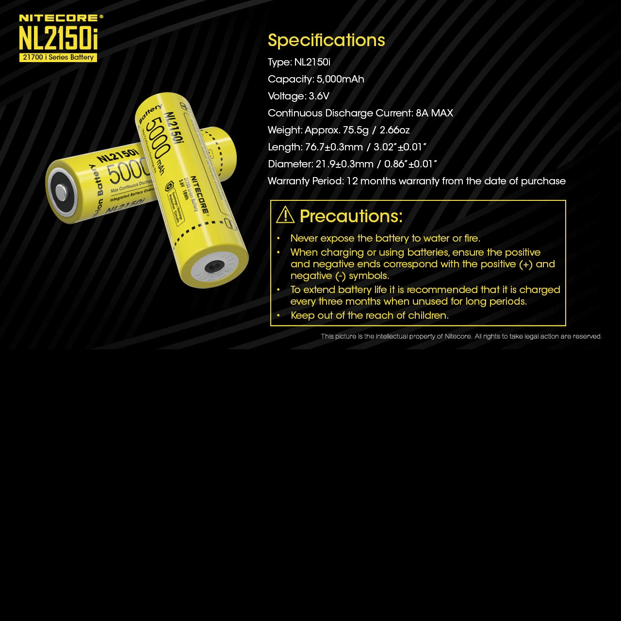 Nitecore 21700 I Series Li-ion Battery 5000mAh NL2150i 5 Nitecore 21700 I Series Li-ion Battery 5000mAh NL2150i - Image 5